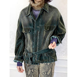 Flocked denim jacket