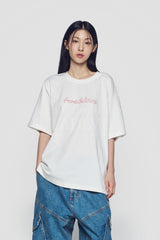 24FW CHAIN EMBOSSING SCRIPT PRINTING SHORT SLEEVE T-SHIRT CREAM