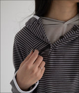 Kikole button stripe hoodie