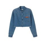 WhyBerry 22AW "バイウィズデニム" ショートシャツジャケット, レトロフリンジデニムシャツ for women