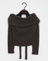 Lucole Shirring Off-Shoulder Knit muffler choker set