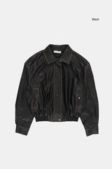 Northway washed leather collar jumper
