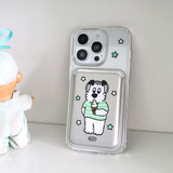 (SET)スターアイスクリーム マグセーフ ジェリーハード スマートフォンケース + マグセーフ カードウォレット(silver)