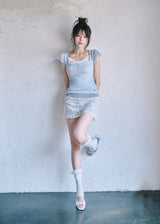 [MADE] Zanne Nouvel Ribbon U-Neck Lace T (Wore by Fromis-9)
