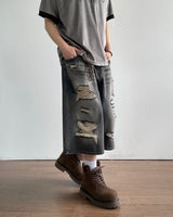 Western Destroyed Bermuda Pants