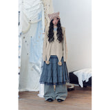 Vintage Knit Balaclava Hood Cardigan Set