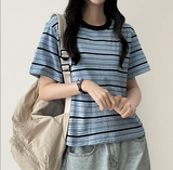 ロビンカラーストライプダンガラ半袖Tシャツ