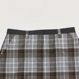 CHECK SLIT LONG SKIRT GRAY