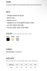 [Unisex] Henry neck hood long sleeves(3color)