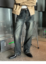 [F/W] Deep blue curve denim pants
