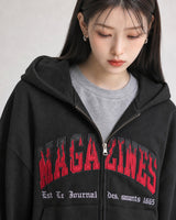 (UNISEX)マガジン オーバー フード ジップアップ