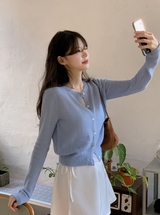 #Back Ribbon Embroidery Knit Cardigan (5color)