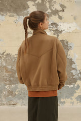 WOOL CROPPED HIGH-NECK SHORT COAT
