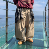 Layered Shirt Wide Cotton Pants