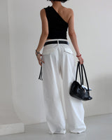 Kleve Pintuck Straight Wide Pants