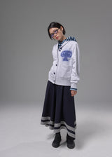シアーサッカーフレアドマキシスカート (Navy)