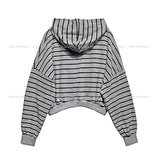 Sweety Stripe Crop Hood Zip-Up
