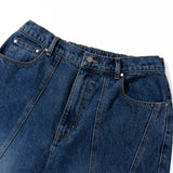 DIAGONAL CUT DENIM PANTS
 - BLUE
