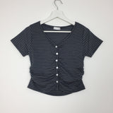 Striped V-neck Short Sleeve (2color)