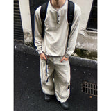 OVヘンリーネック ステッチ ロングスリーブ Tシャツ (2 colors)