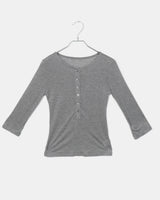 チュギボタンシースルースリークォータースリーブTシャツ