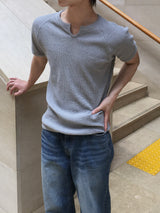 ジフ スリット ワッフル マッスルフィット ショートスリーブ Tシャツ 5C