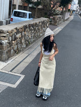 ニットフリンジビスチェロングドレス