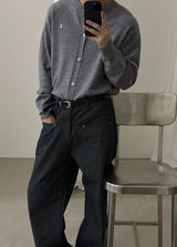 [ESSENTIAL LINE] Round neck basic cardigan(2color)