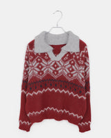 Neul Nordic Color-Block Collar Loose-Fit Long-Sleeve Knit