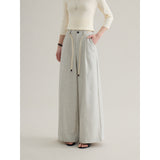 High-waisted straight wide slacks