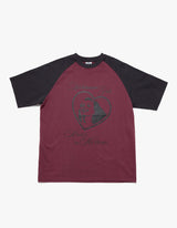 Webhouse ガールフォーエバーラグランTシャツ - チャコール/バーガンディー