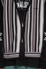 STRIPE ZIP KNIT VEST / BLACK