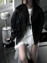 vintage old leather jacket (2color)