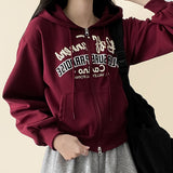 Leo Vintage Lettering Cropped Hood Zip-Up