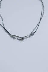 All Surgical steel double bold clip leather necklace