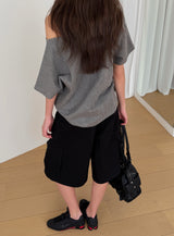 [ORIGINAL] ウィット レタリング ピグメント オフショルダーTシャツ