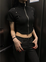Chic stud half zip up(4color)