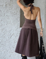 Autumn Stripe Flare Midi Skirt