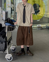 レイドストライプハーフシャツ