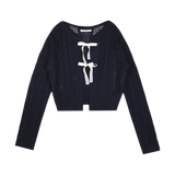 パンチングリボンカーディガン(3 COLORS)