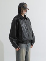Raglan 2way zip-up leather Jacket