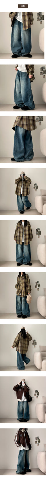 Nad side pin tuck snap wide denim pants