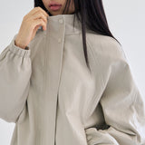 Evean Panel Banding High Neck Leather Jumper -3color