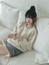 Gray lace knit skirt