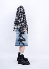 BBD サイドスプレードカスタムデニムショーツ (Blue)