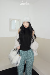 wool Angora sleeveless turtleneck T-shirt