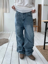 Side rivet wide denim pants(3color)