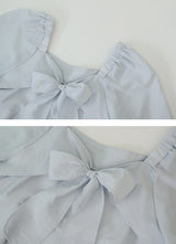 #Fairy Ribbon Puff Long Sleeve Blouse (4color)