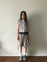 Plaid chiffon シャーリングジップアップ (2color)