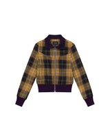 Plaid Check Flannel Zip-Up Jacket _ MUSTARD